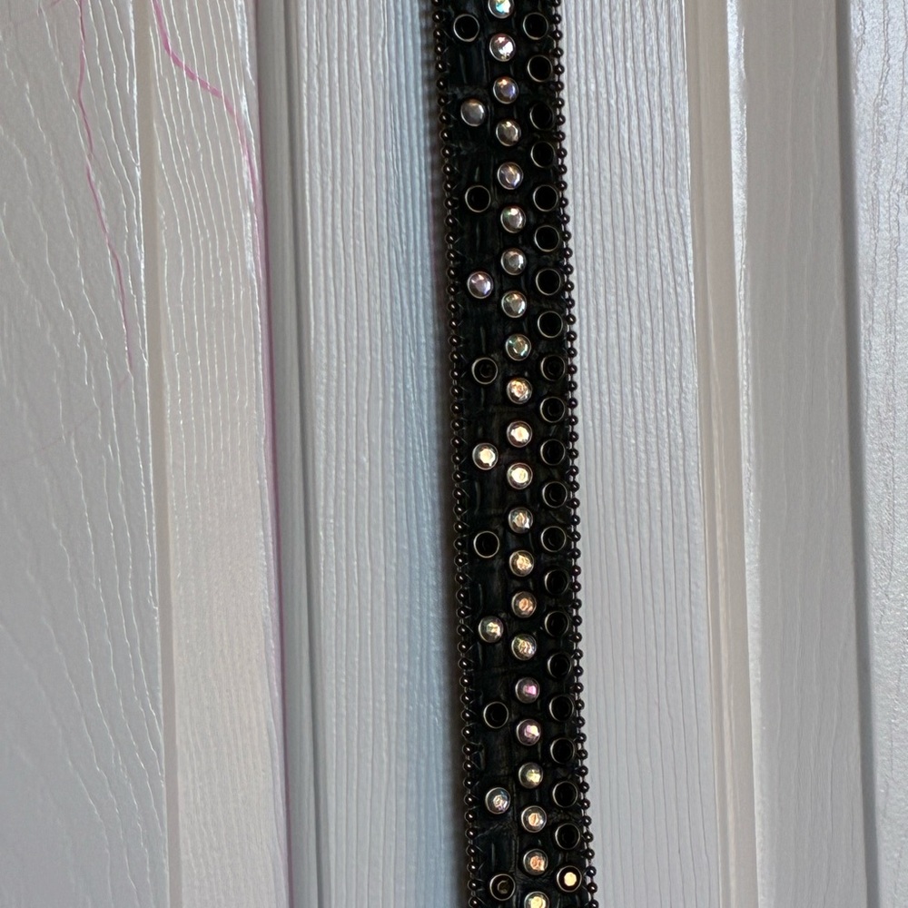 Black Leather Belt with Studs - Picture 4 of 6
